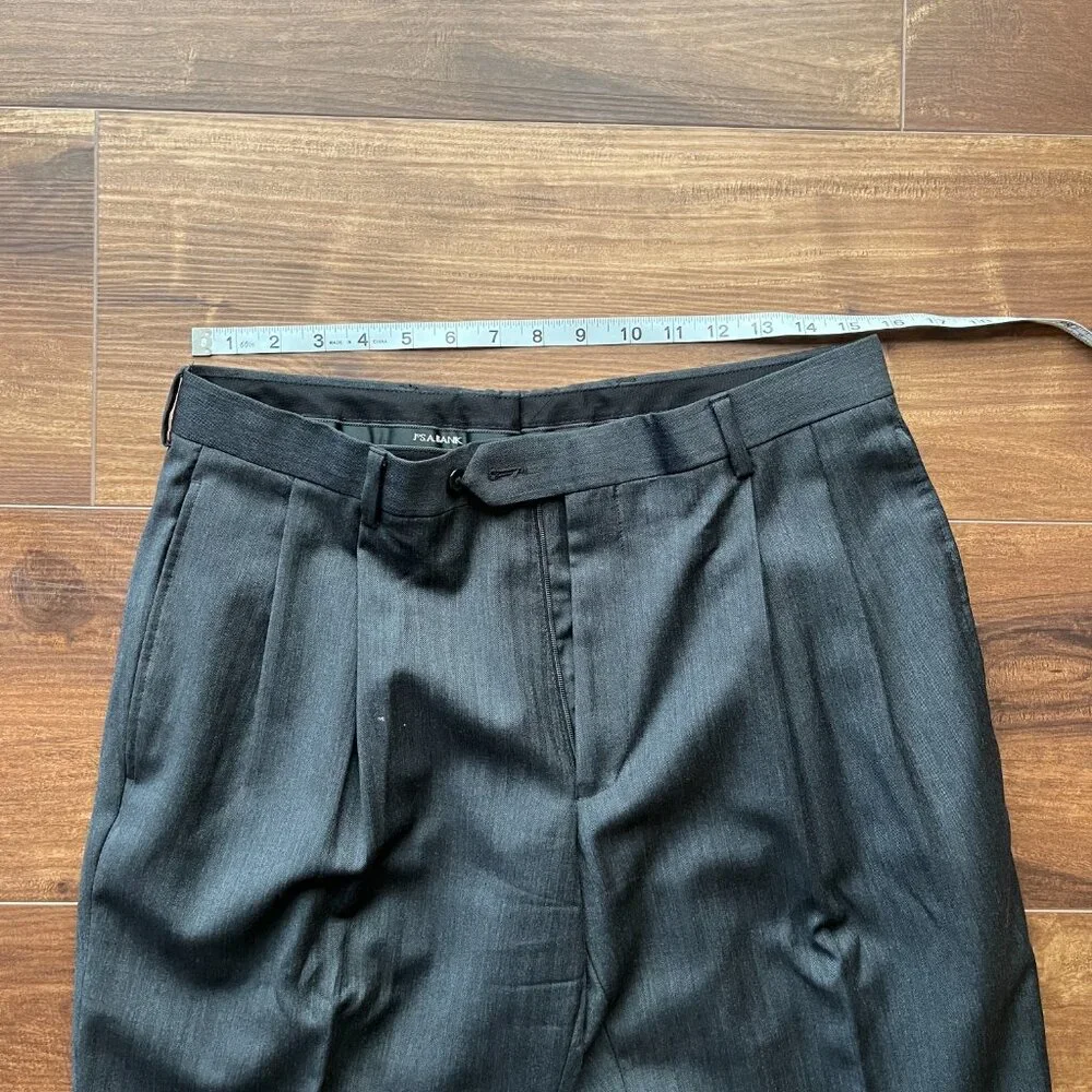 Jos A. Banks Charcoal Gray black Pin Striped wool suit wedding business formal